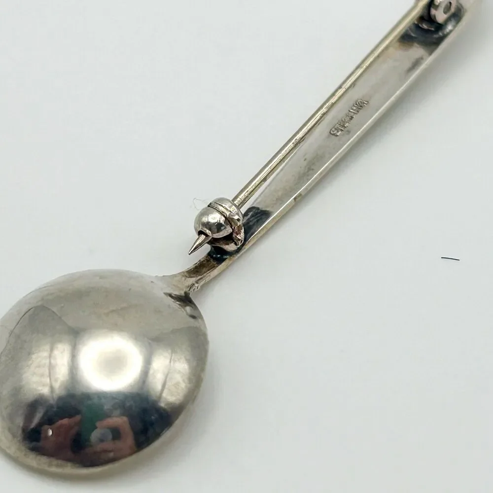 Vintage Sterling Silver Spoon Cutlery Brooch